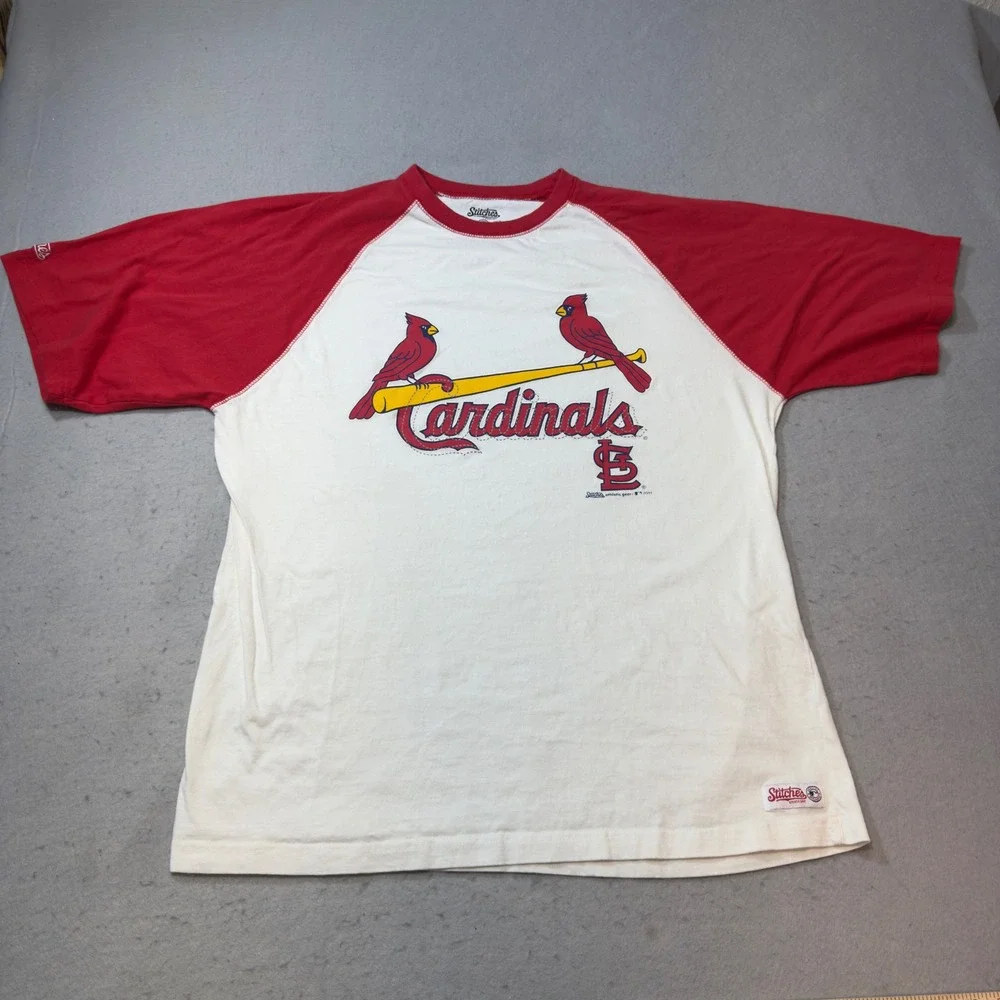 Stitches St. Louis Cardinals MLB Raglan Graphic T-Shirt Mens XL White Red 2011 - Picture 2 of 11